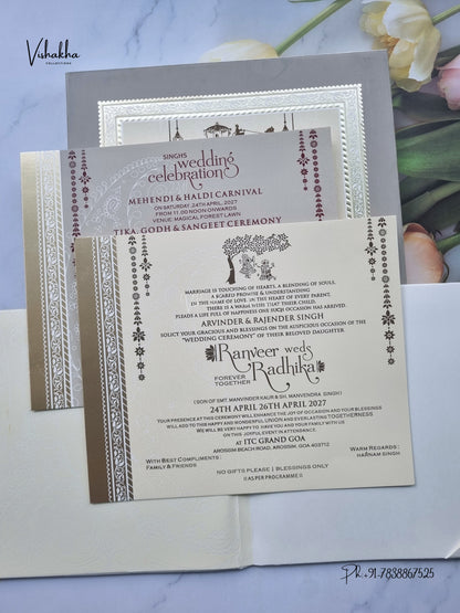 Semi Box Hindu Muslim Christian Sikh Jain invitation Cards CR-579 – image 3