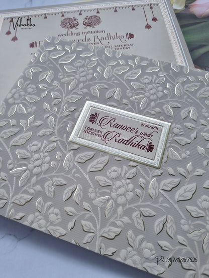 Semi Box Flower Hindu Muslim Christian Sikh Jain invitation Cards CR-580 – image 2