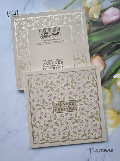 Semi Box Flower Hindu Muslim Christian Sikh Jain invitation Cards CR-581 – image 1