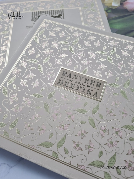 Semi Box Flower Hindu Muslim Christian Sikh Jain invitation Cards CR-581 – image 2