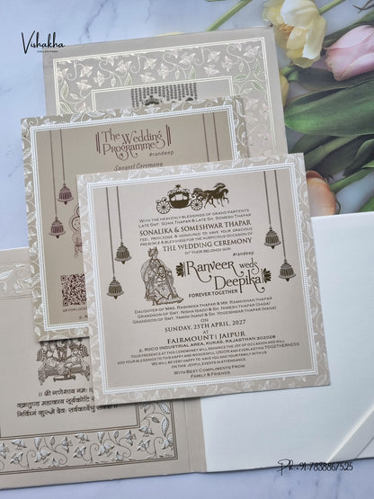 Semi Box Flower Hindu Muslim Christian Sikh Jain invitation Cards CR-581 – image 3