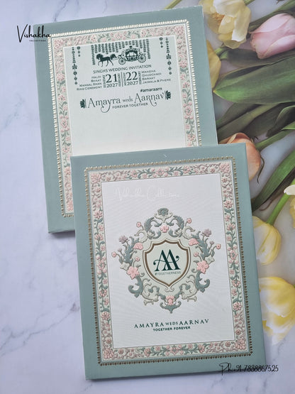 Semi Box Flower Hindu Muslim Christian Sikh Jain invitation Cards CR-583 – image 1