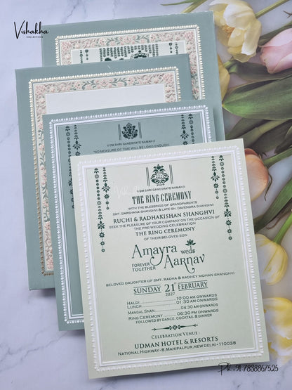 Semi Box Flower Hindu Muslim Christian Sikh Jain invitation Cards CR-583 – image 3