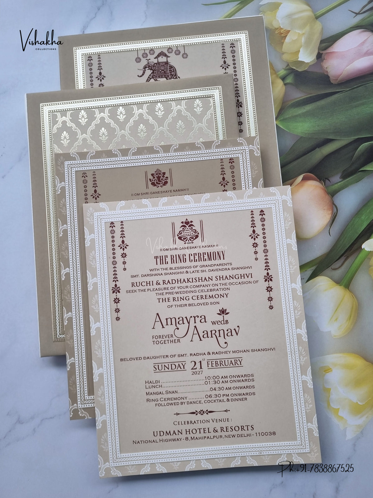 Semi Box Jaali Hindu Muslim Christian Sikh Jain invitation Cards CR-584 – image 3