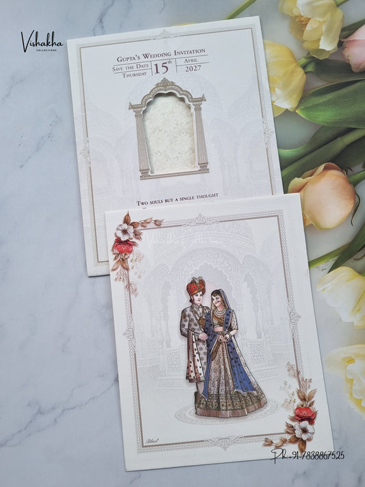 Dulah Dulhan Flower Hindu Sikh Jain invitation Cards CR-7042 – image 1