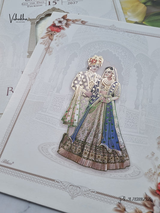 Dulah Dulhan Flower Hindu Sikh Jain invitation Cards CR-7042 – image 2