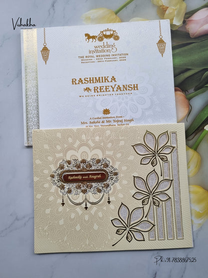 Laser Cut Flower Rangoli Hindu Muslim Christian Sikh Jain invitation Cards CR-705C – image 1