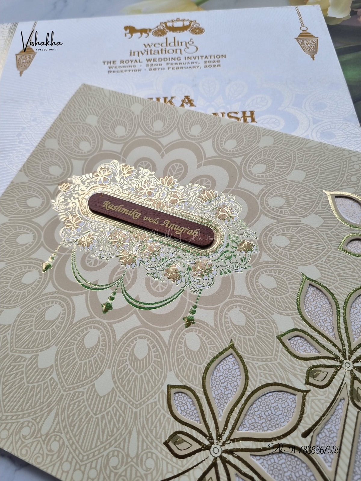 Laser Cut Flower Rangoli Hindu Muslim Christian Sikh Jain invitation Cards CR-705C – image 2