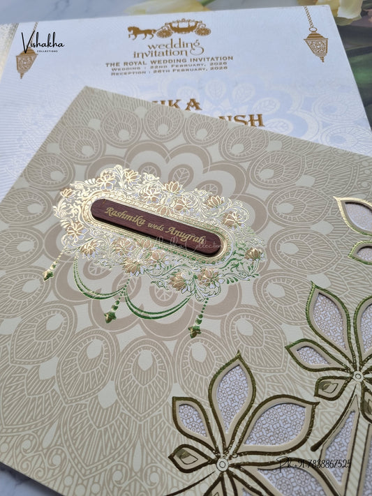Laser Cut Flower Rangoli Hindu Muslim Christian Sikh Jain invitation Cards CR-705C – image 2