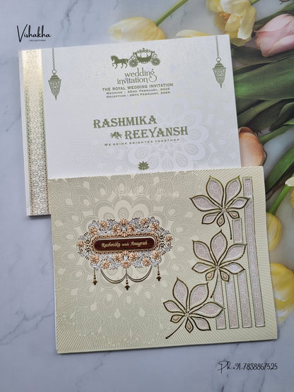 Laser Cut Flower Rangoli Hindu Muslim Christian Sikh Jain invitation Cards CR-705G – image 1