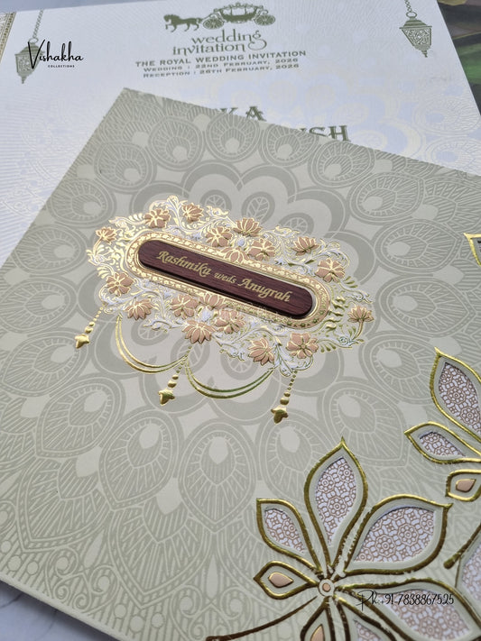 Laser Cut Flower Rangoli Hindu Muslim Christian Sikh Jain invitation Cards CR-705G – image 2