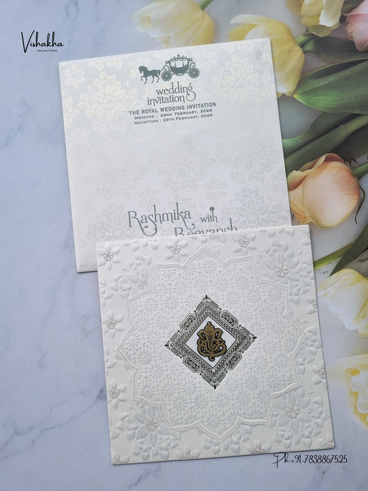 Ganesh Ji Flower Hindu Jain invitation Cards CR-707 – image 1