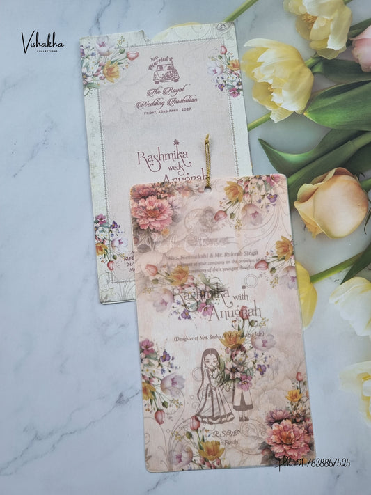 Dori Flower Hindu Muslim Christian Sikh Jain invitation Cards CR-7079 – image 1