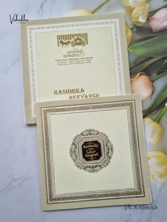 Acrylic Flower Hindu Muslim Christian Sikh Jain invitation Cards CR-715C – image 1