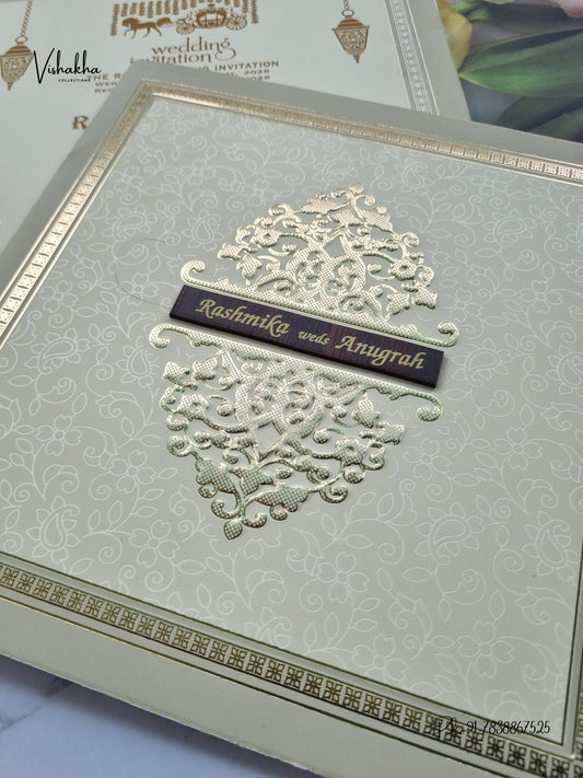 Acrylic Flower Hindu Muslim Christian Sikh Jain invitation Cards CR-716C – image 2