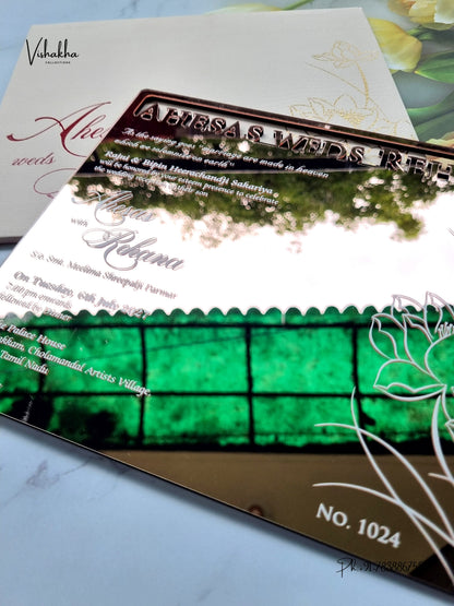 Semi Box Acrylic Flower Hindu Muslim Christian Sikh Jain invitation Cards LN-1024 – image 2
