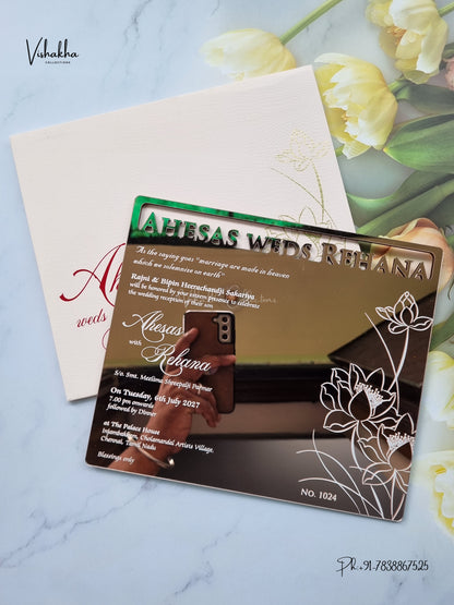 Semi Box Acrylic Flower Hindu Muslim Christian Sikh Jain invitation Cards LN-1024 – image 3
