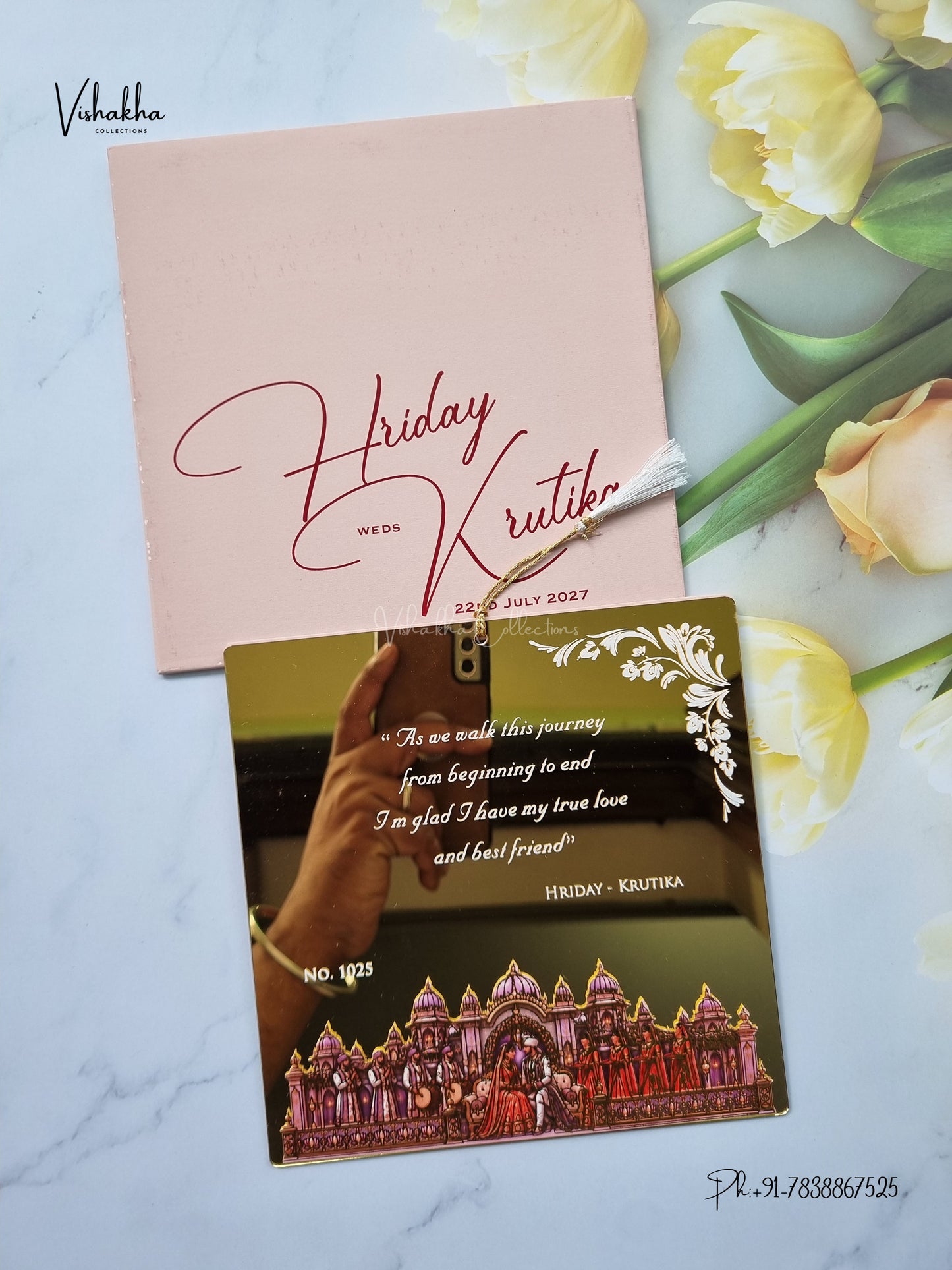 Semi Box Acrylic Dulah Dulhan Hindu Muslim Christian Sikh Jain invitation Cards LN-1025 – image 1