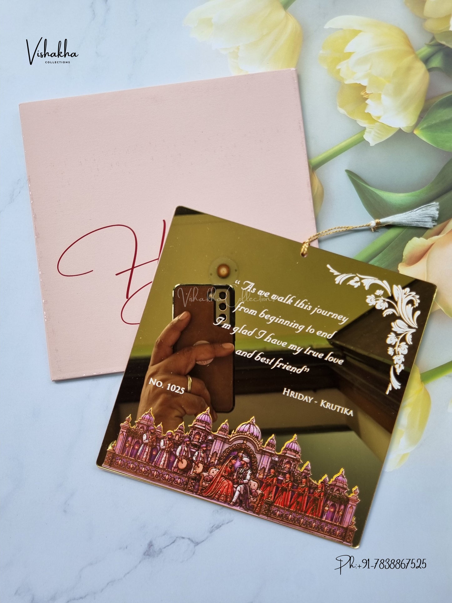 Semi Box Acrylic Dulah Dulhan Hindu Muslim Christian Sikh Jain invitation Cards LN-1025 – image 3