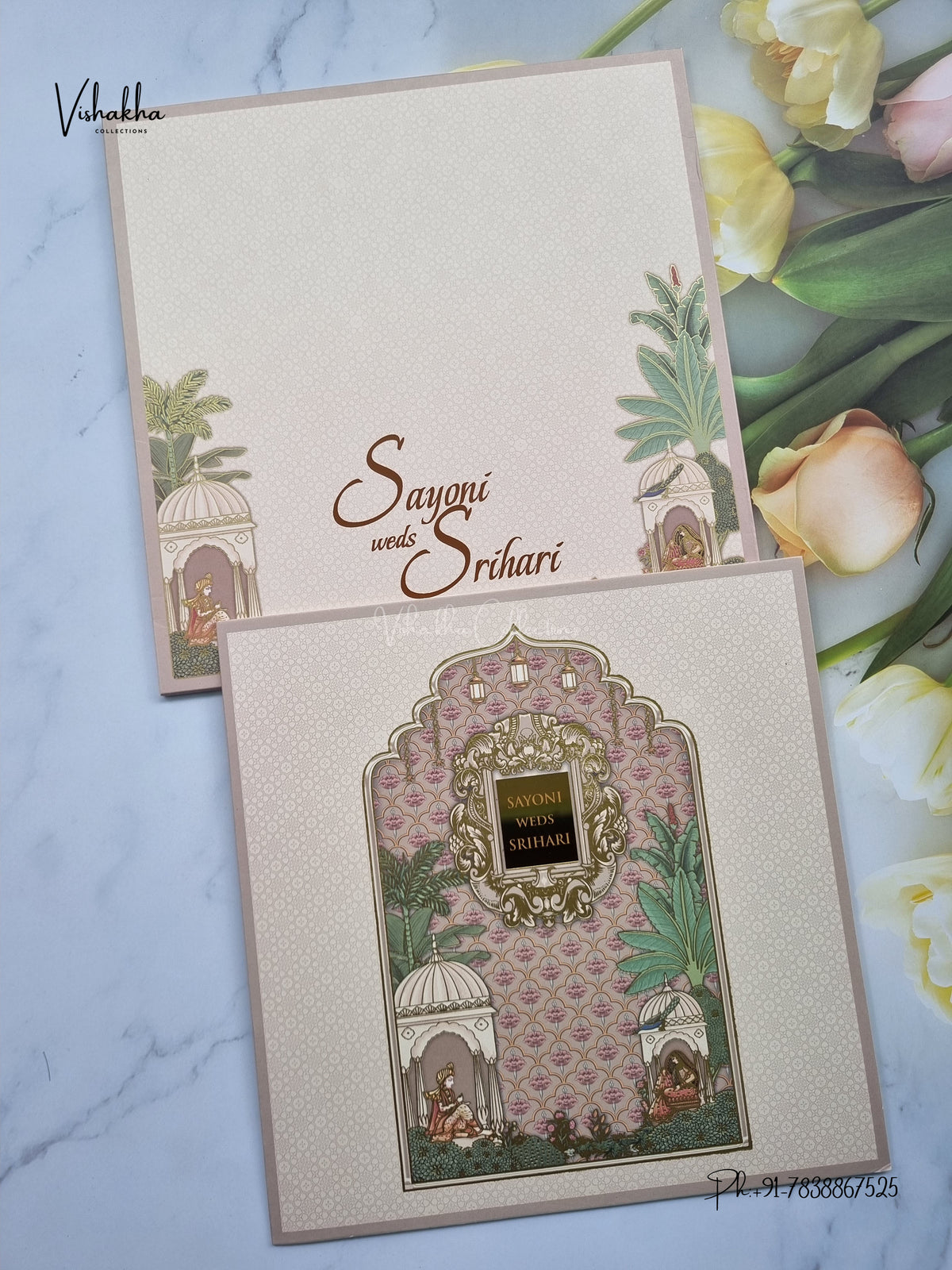 Semi Box Royal Dulah Dulhan Hindu Muslim Christian Sikh Jain invitation Cards LN-752 – image 1
