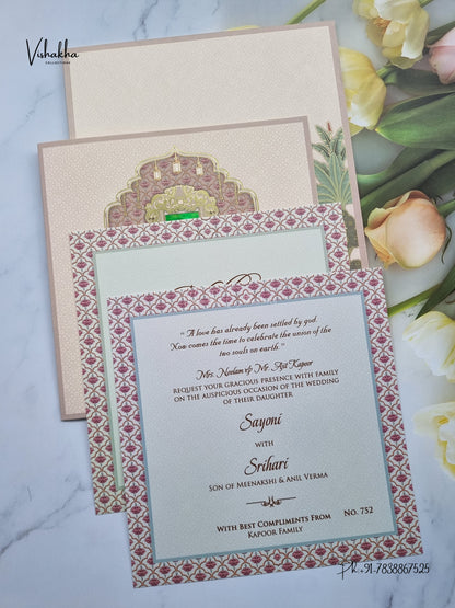 Semi Box Royal Dulah Dulhan Hindu Muslim Christian Sikh Jain invitation Cards LN-752 – image 3