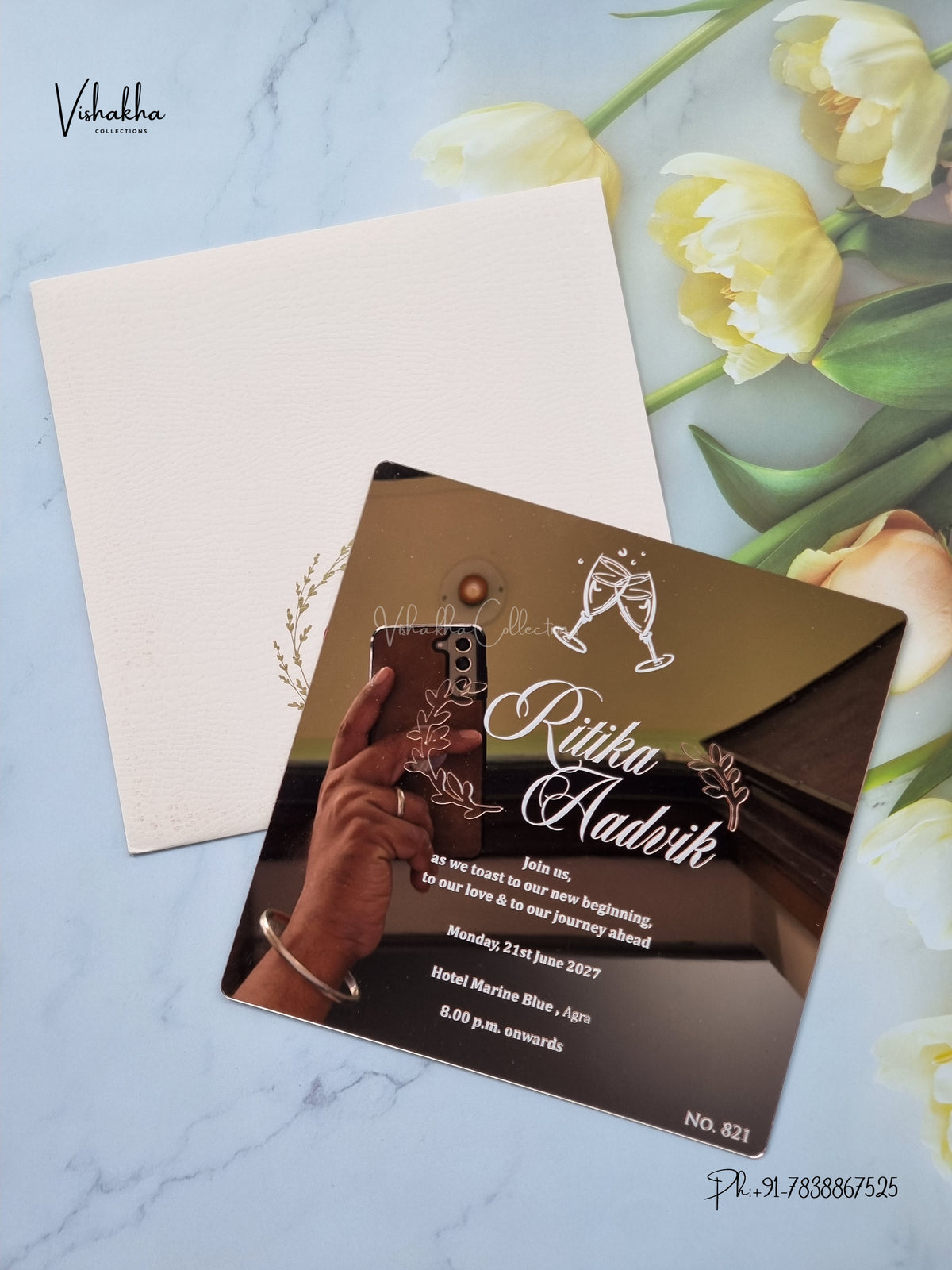 Semi Box Acrylic Hindu Muslim Christian Sikh Jain invitation Cards LN-821 – image 3