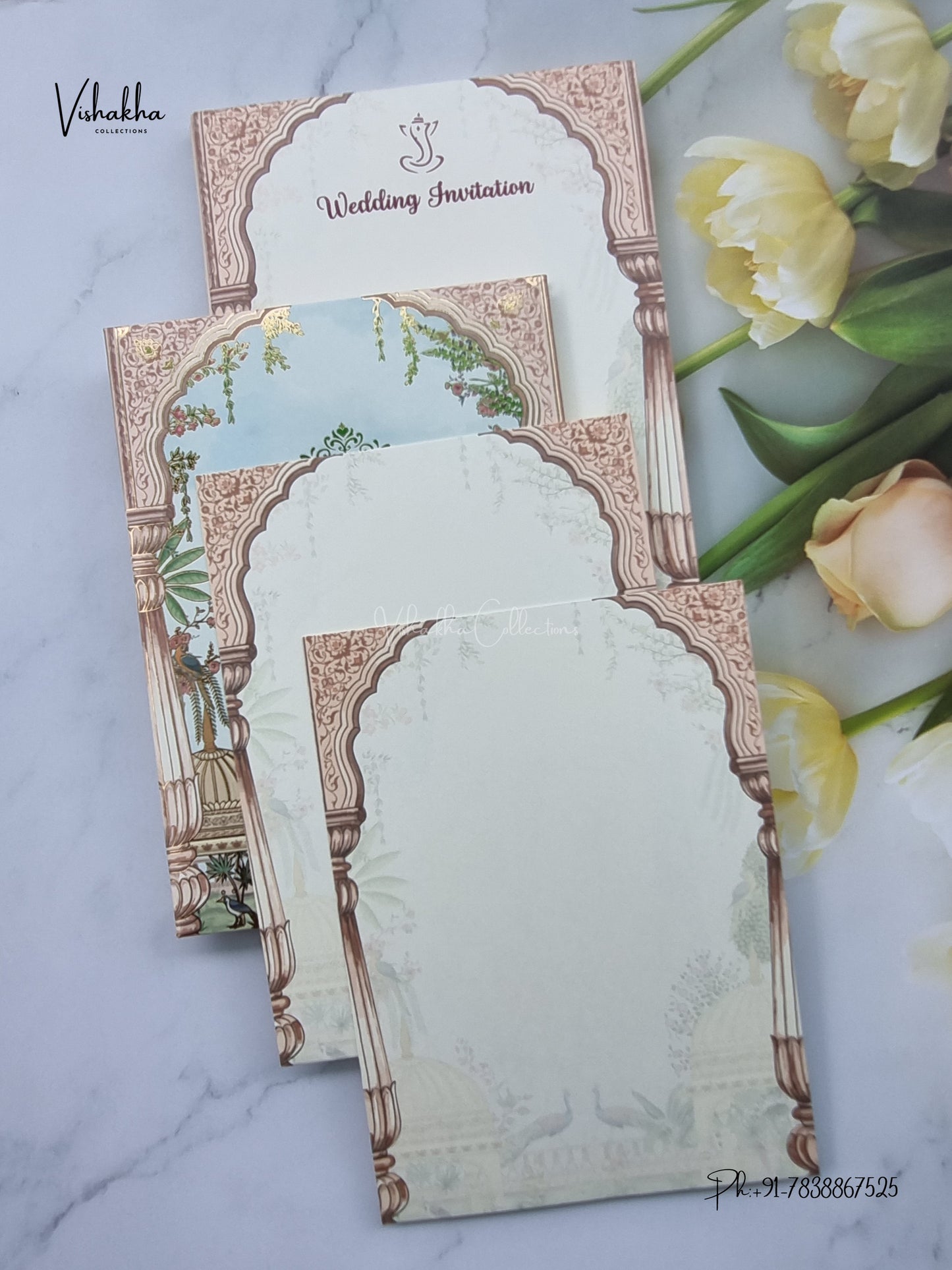 Semi Box MDF Board Laser Cut Padded Peacock Hindu Muslim Christian Sikh Jain invitation Cards LN-841 – image 3