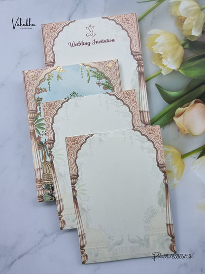 Semi Box MDF Board Laser Cut Padded Peacock Hindu Muslim Christian Sikh Jain invitation Cards LN-841 – image 3