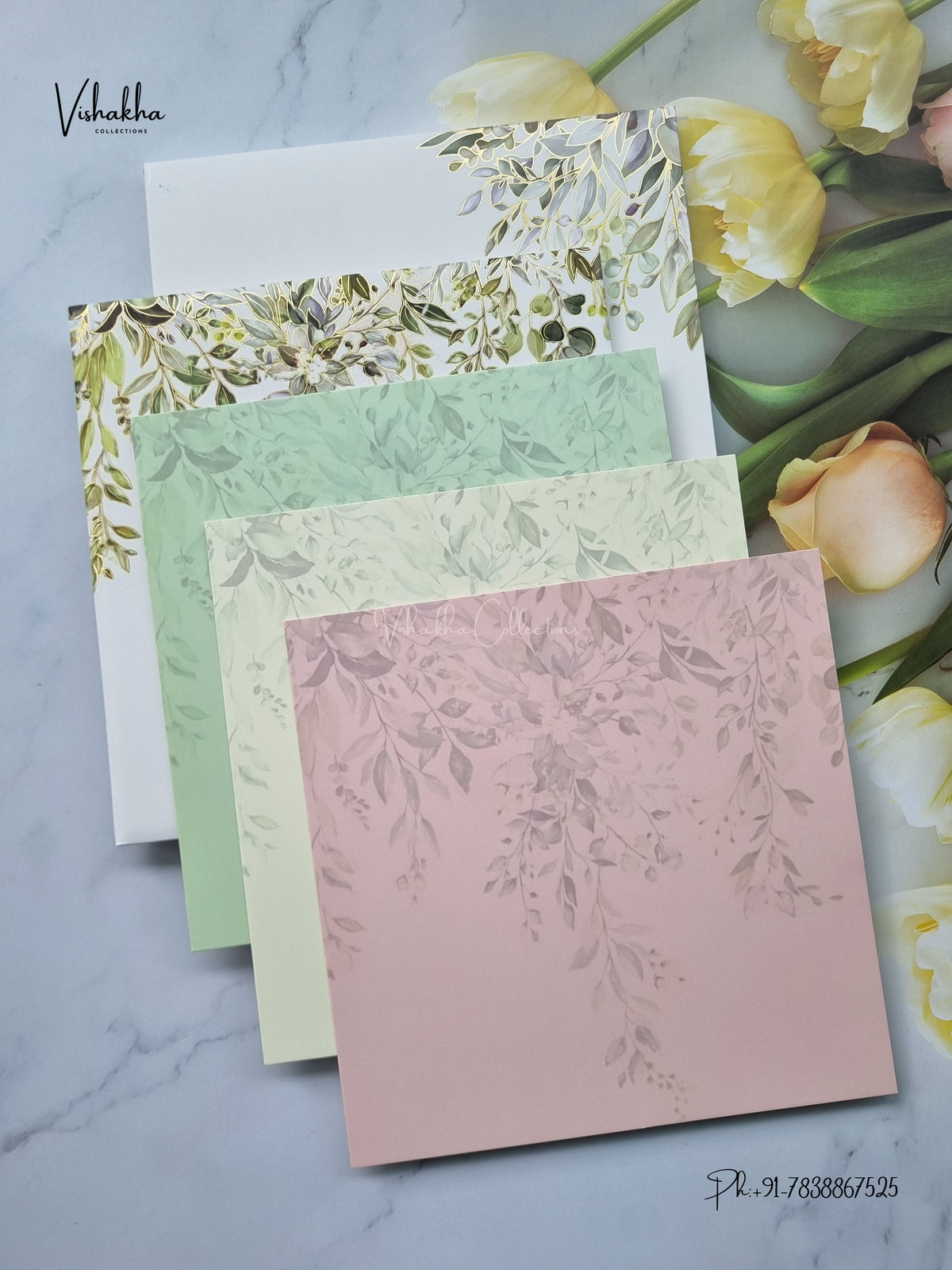Semi Box Padded Flower Hindu Muslim Christian Sikh Jain invitation Cards LN-864 – image 3