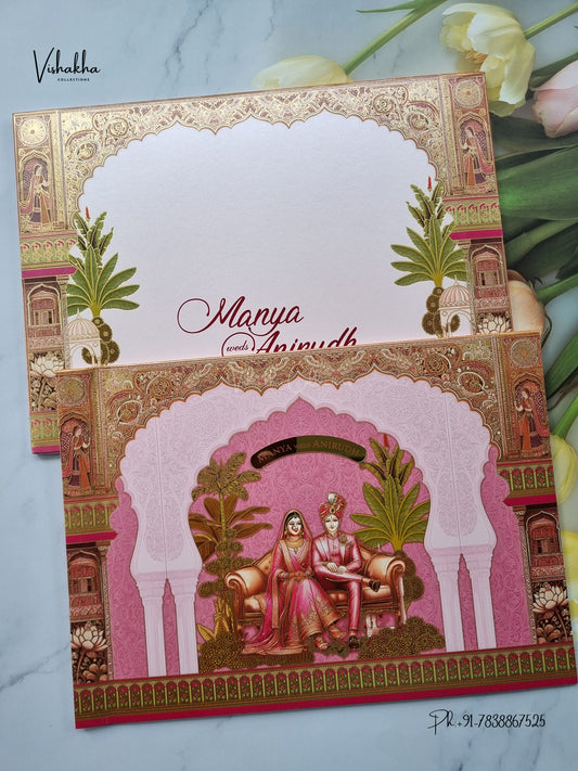 Semi Box Dulah Dulhan Hindu Muslim Christian Sikh Jain invitation Cards LN-872 – image 1