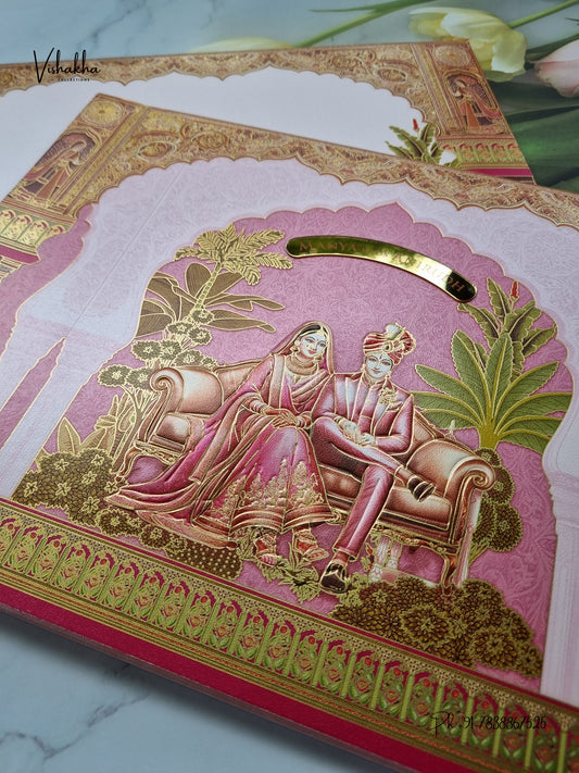 Semi Box Dulah Dulhan Hindu Muslim Christian Sikh Jain invitation Cards LN-872 – image 2