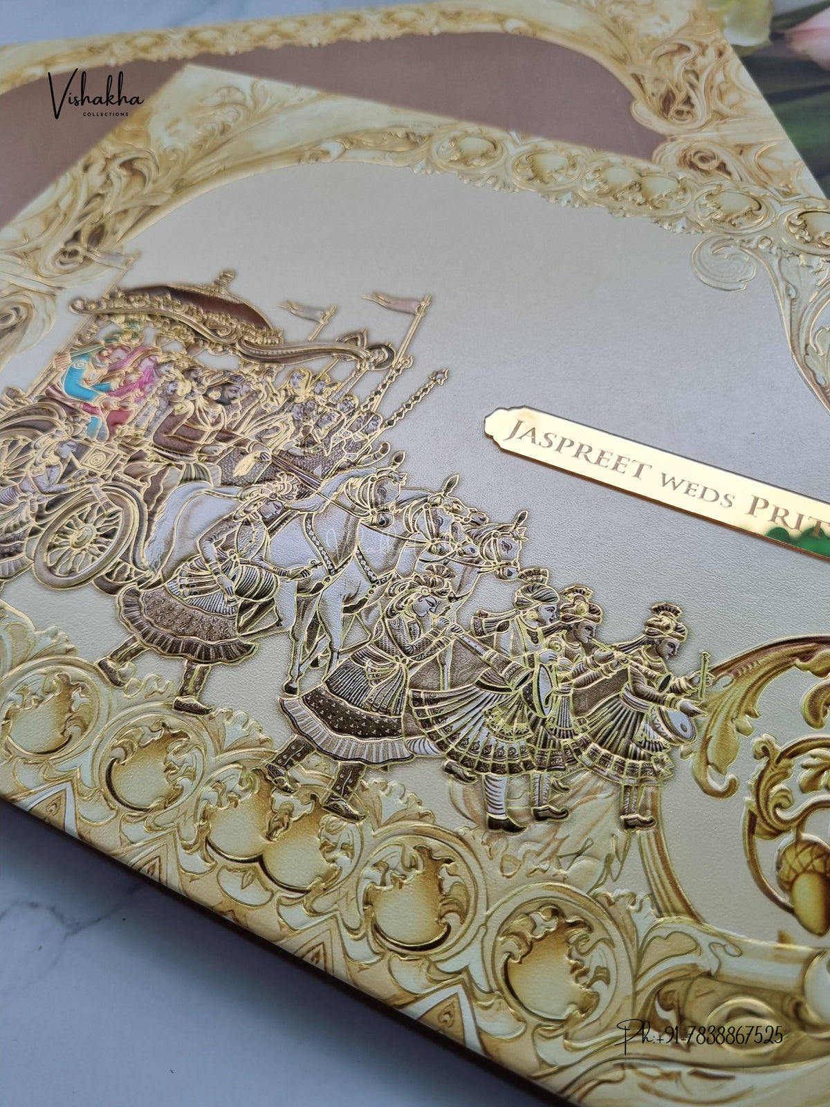 Semi Box Padded Barat Hindu Muslim Christian Sikh Jain invitation Cards LN-874 – image 2