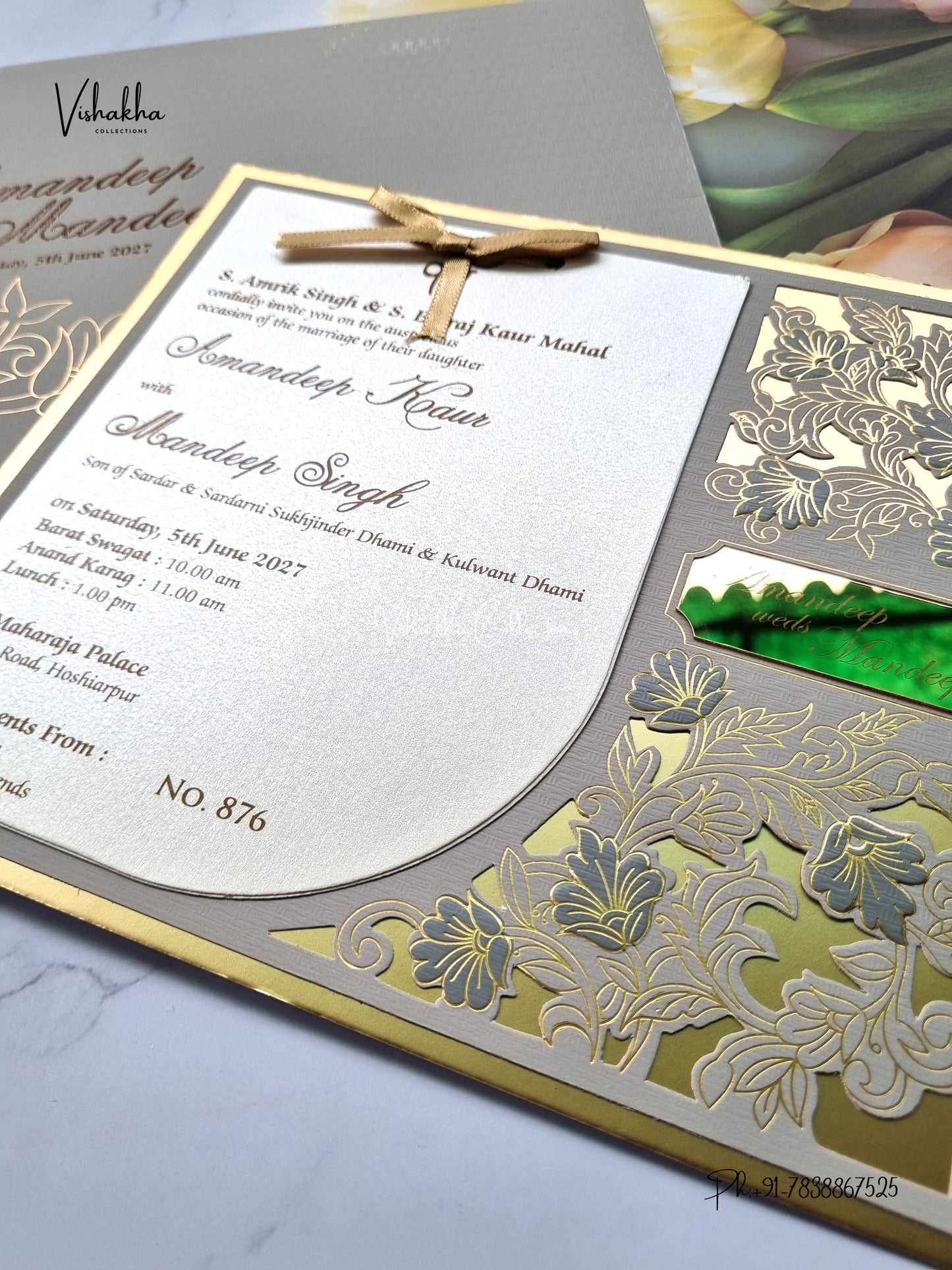 Semi Box Flower Hindu Muslim Christian Sikh Jain invitation Cards LN-876 – image 2