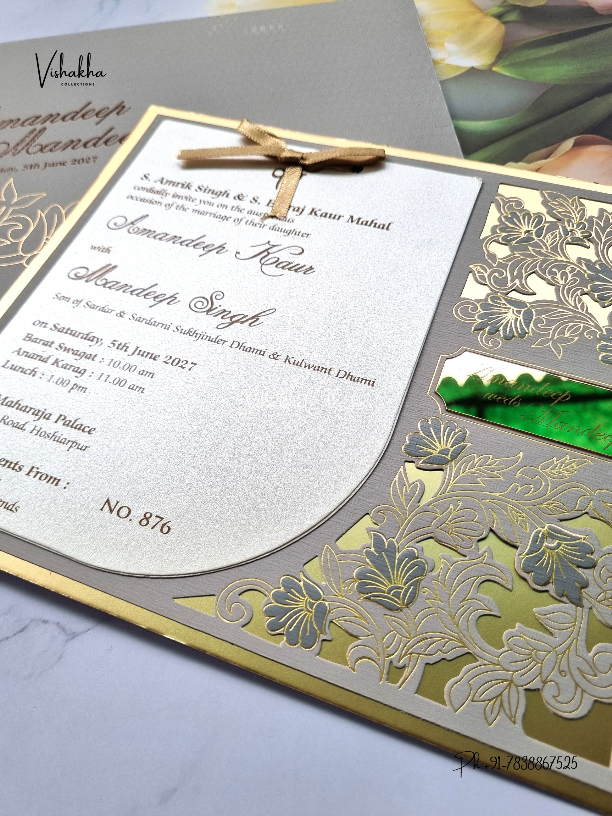 Semi Box Flower Hindu Muslim Christian Sikh Jain invitation Cards LN-876 – image 2