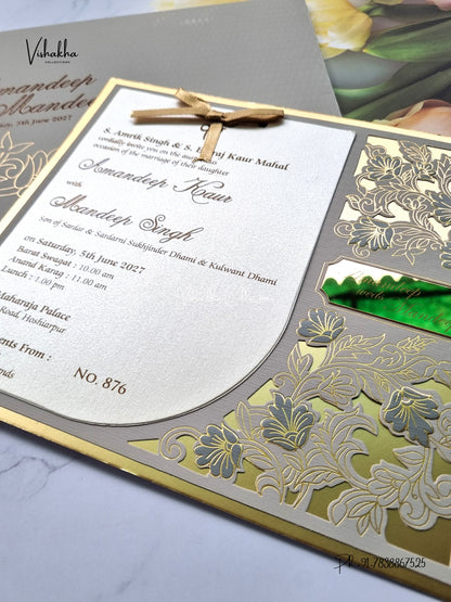 Semi Box Flower Hindu Muslim Christian Sikh Jain invitation Cards LN-876 – image 2