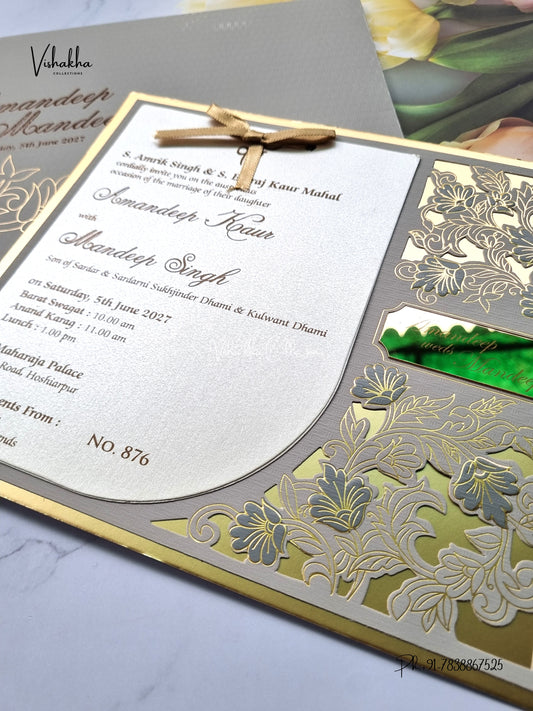 Semi Box Flower Hindu Muslim Christian Sikh Jain invitation Cards LN-876 – image 2