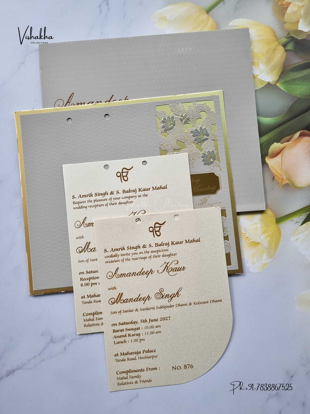 Semi Box Flower Hindu Muslim Christian Sikh Jain invitation Cards LN-876 – image 3