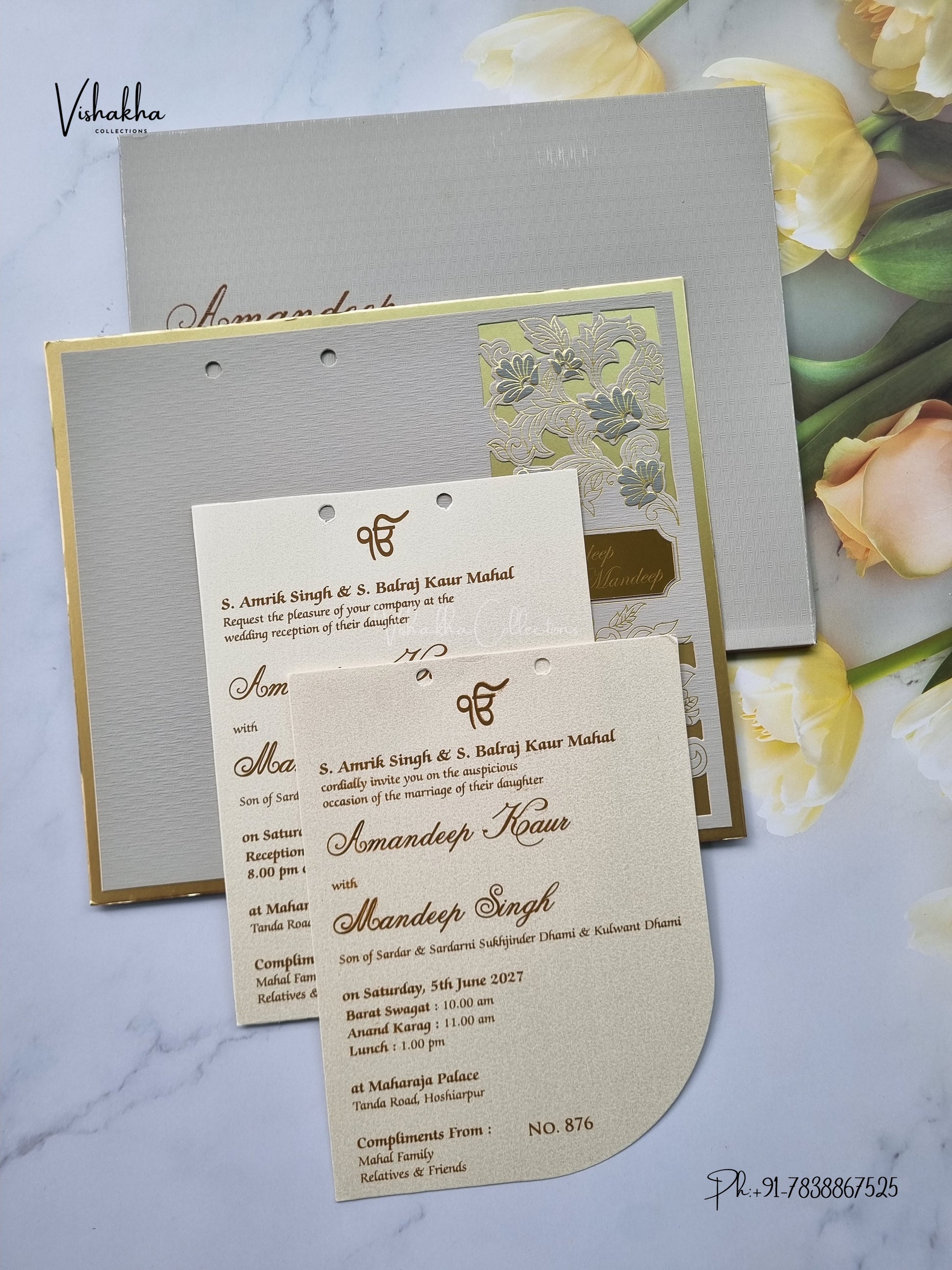 Semi Box Flower Hindu Muslim Christian Sikh Jain invitation Cards LN-876 – image 3