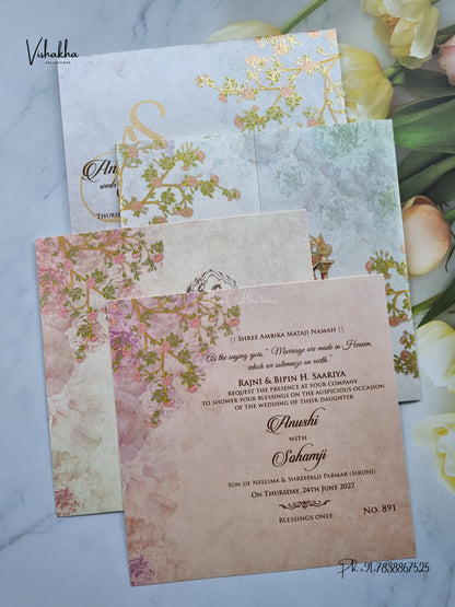 Semi Box Double Door Horse Flower Hindu Muslim Christian Sikh Jain invitation Cards LN-891 – image 3