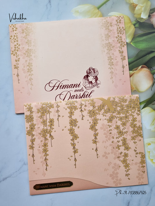 Semi Box Flower Hindu Muslim Christian Sikh Jain invitation Cards LN-894 – image 1