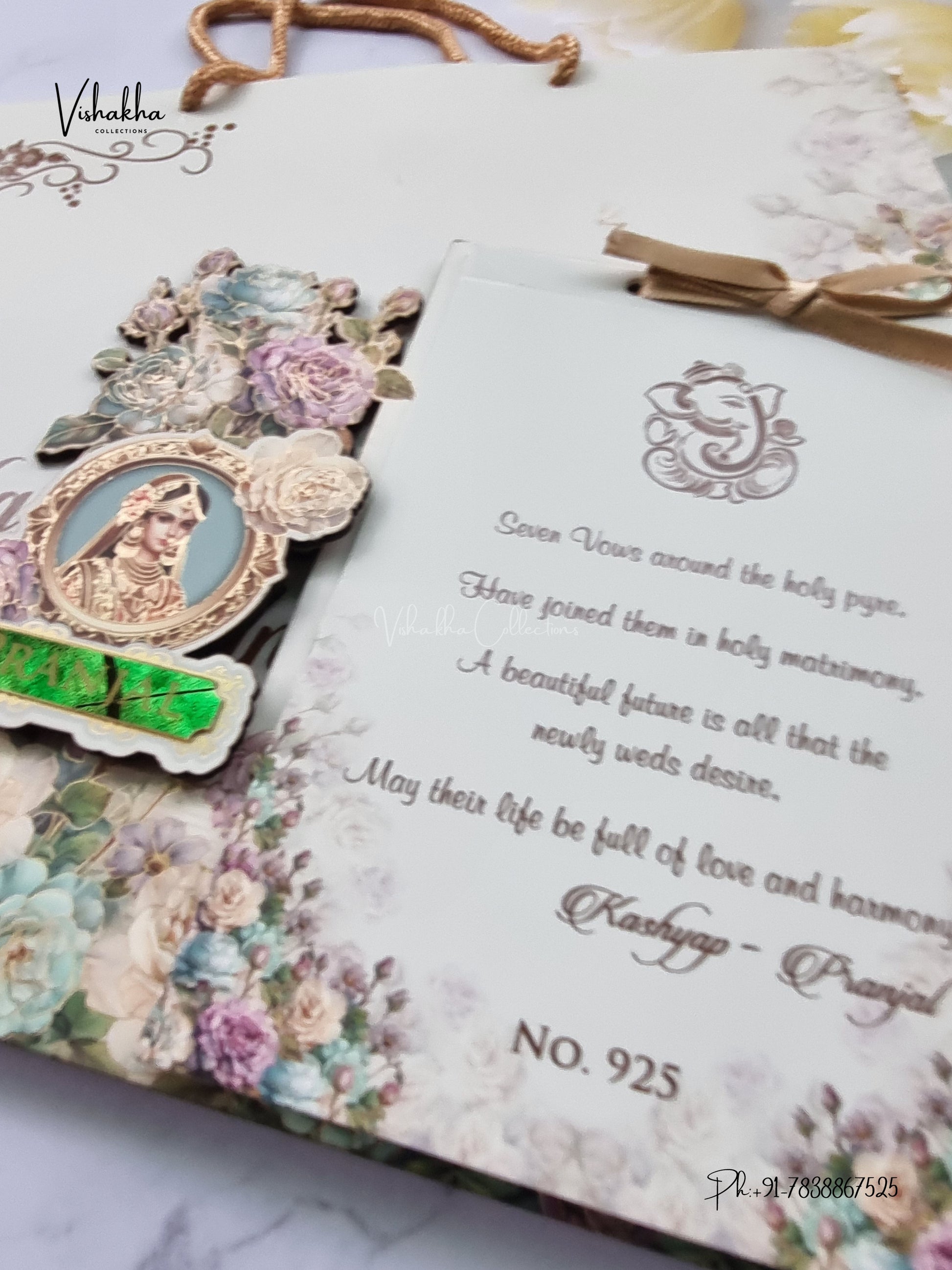 Semi Box MDF Board Laser Cut Carry Bag Dulah Dulhan Hindu Muslim Christian Sikh Jain invitation Cards LN-925 – image 2