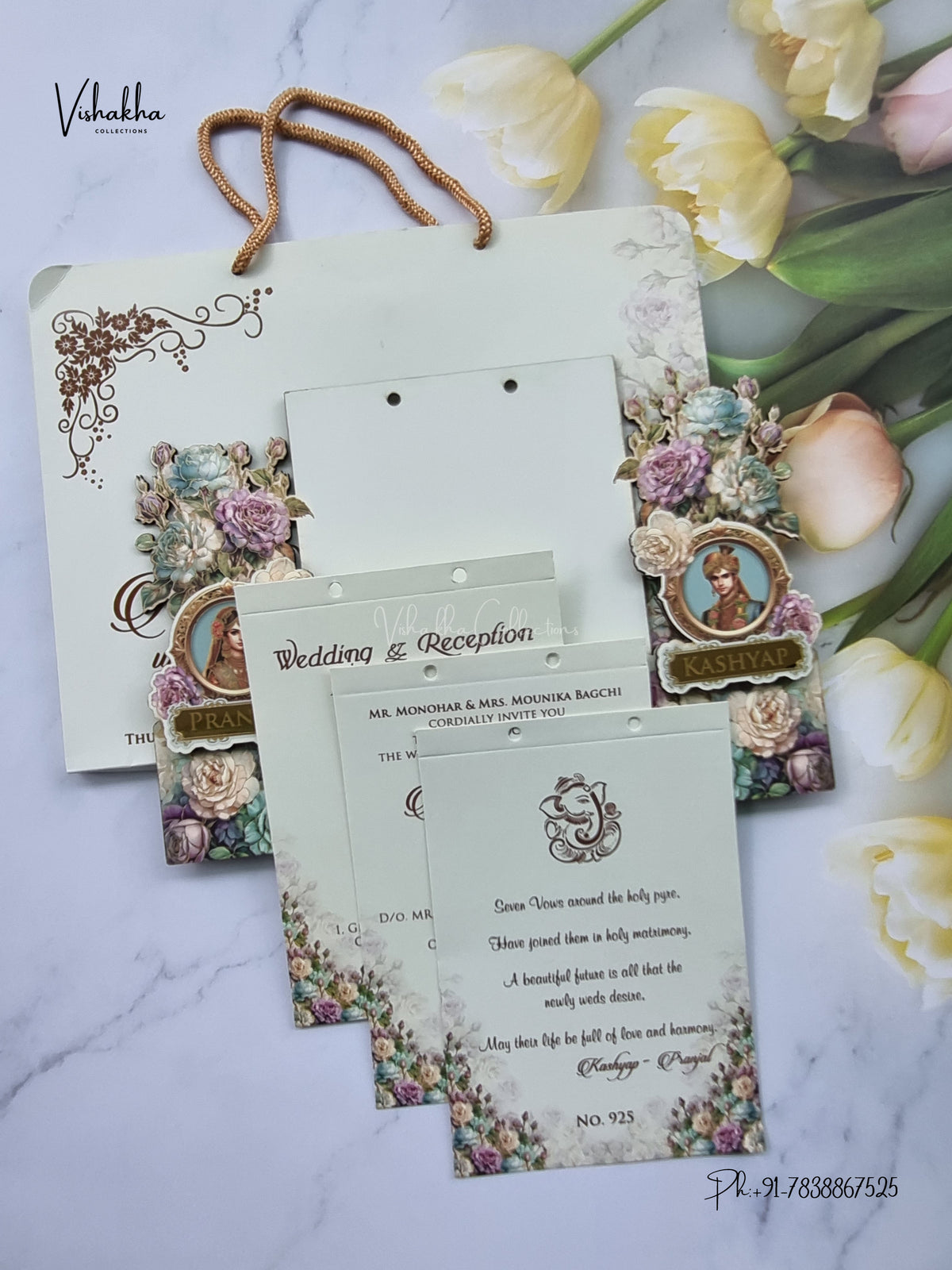 Semi Box MDF Board Laser Cut Carry Bag Dulah Dulhan Hindu Muslim Christian Sikh Jain invitation Cards LN-925 – image 3