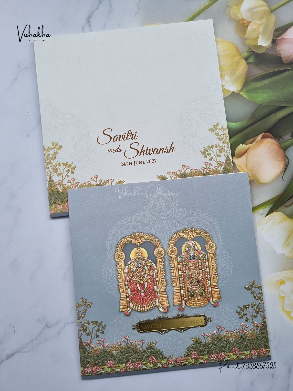 Semi Box Venkateshwar Padmavati Hindu Jain invitation Cards LN-926 – image 1