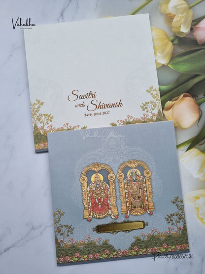Semi Box Venkateshwar Padmavati Hindu Jain invitation Cards LN-926 – image 1