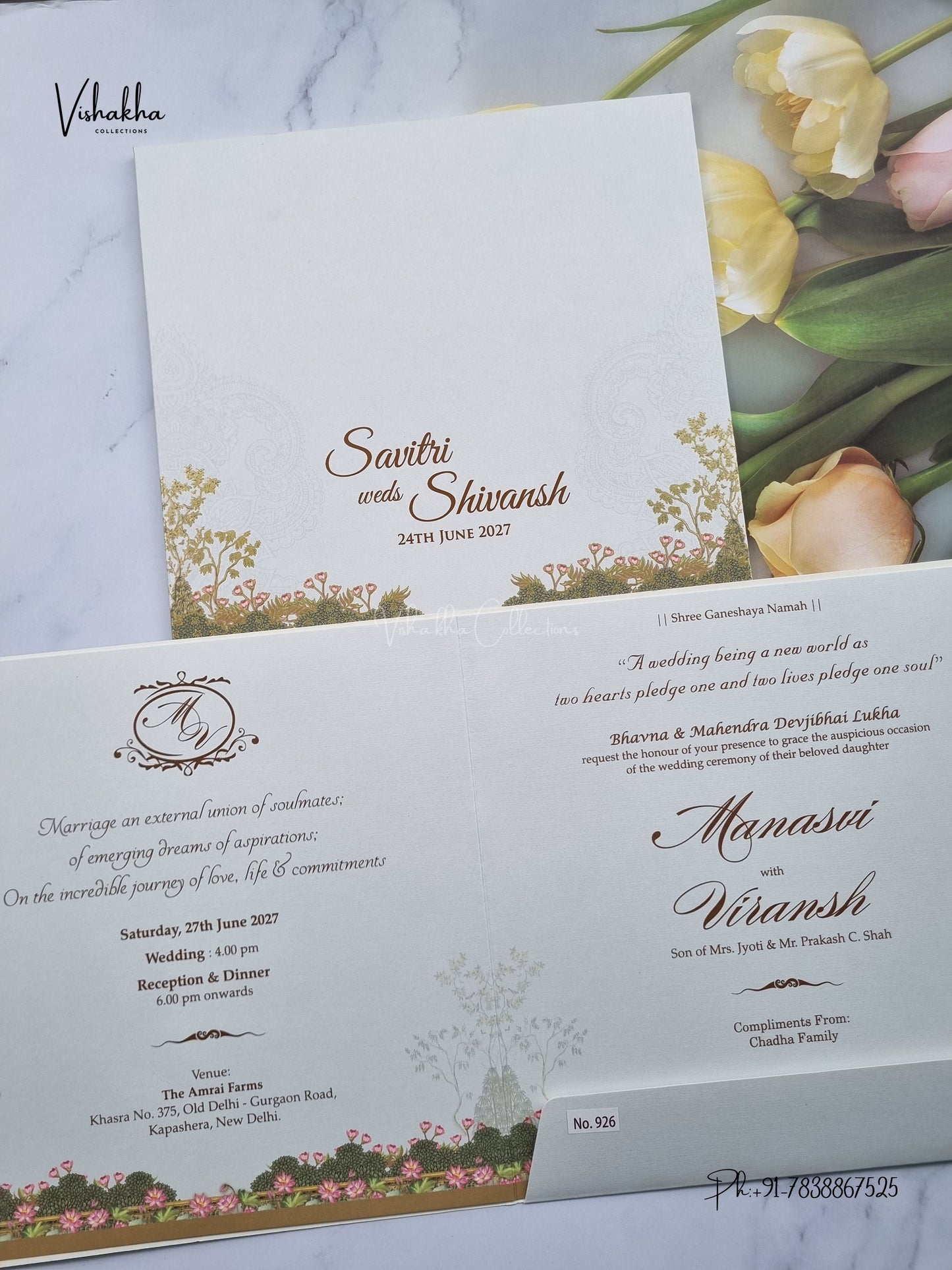 Semi Box Venkateshwar Padmavati Hindu Jain invitation Cards LN-926 – image 3