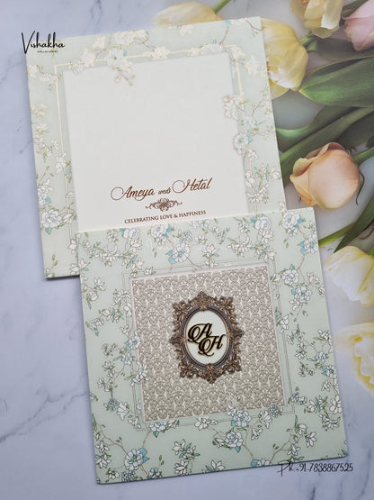 Semi Box Flower Hindu Muslim Christian Sikh Jain invitation Cards LN-927 – image 1
