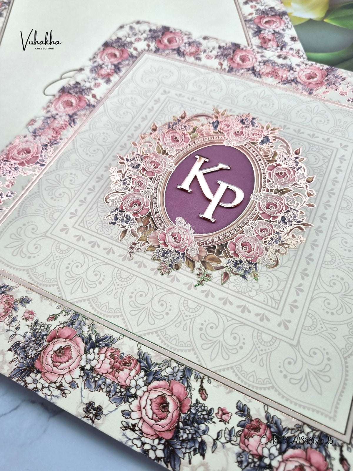 Semi Box Flower Hindu Muslim Christian Sikh Jain invitation Cards LN-928 – image 2