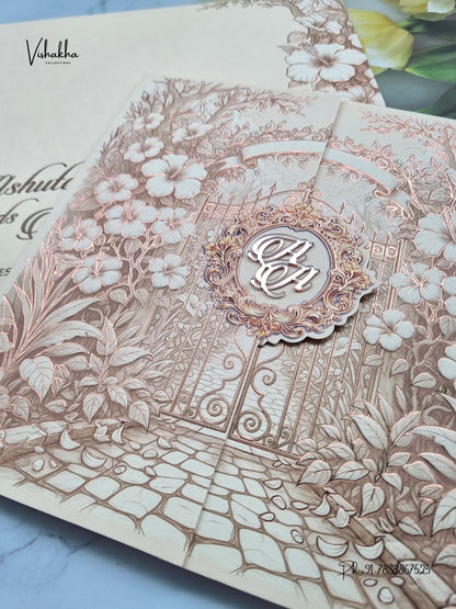 Semi Box Double Door Flower Hindu Muslim Christian Sikh Jain invitation Cards LN-939 – image 2