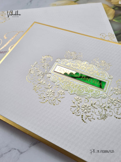 Semi Box Padded Flower Hindu Muslim Christian Sikh Jain invitation Cards LN-944 – image 2