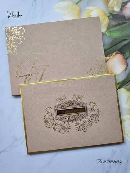 Semi Box Padded Hindu Muslim Christian Sikh Jain invitation Cards LN-945 – image 1